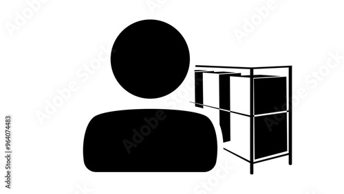 Storekeeper emblem, black isolated silhouette