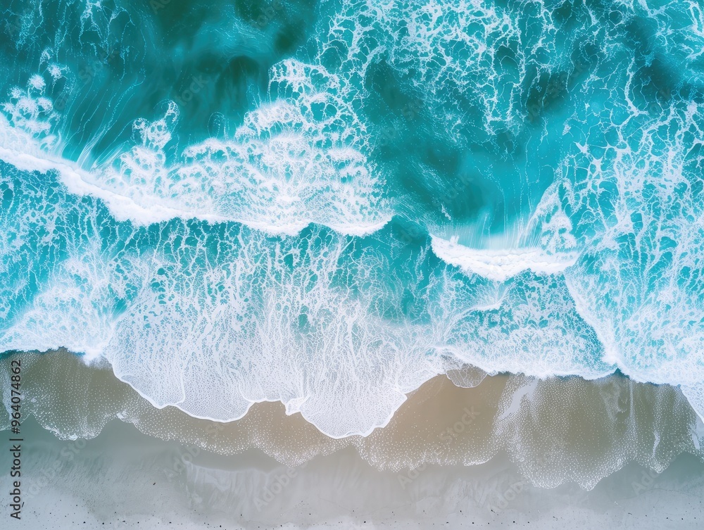 Aerial Shot of Turquoise Sea Meeting Sandy Shore Aerial Shot of Turquoise Sea Meeting Sandy Shore