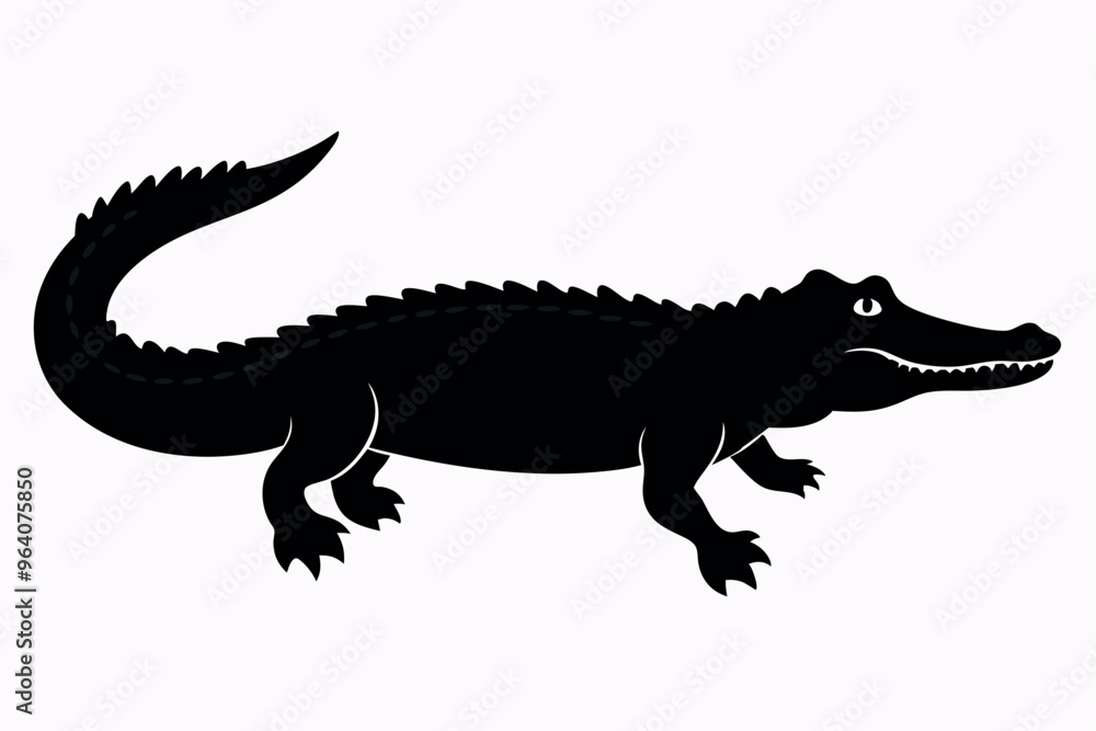 Obraz premium Crocodile silhouette vector illustration. 
