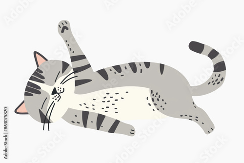 Cute playful cartoon cat
