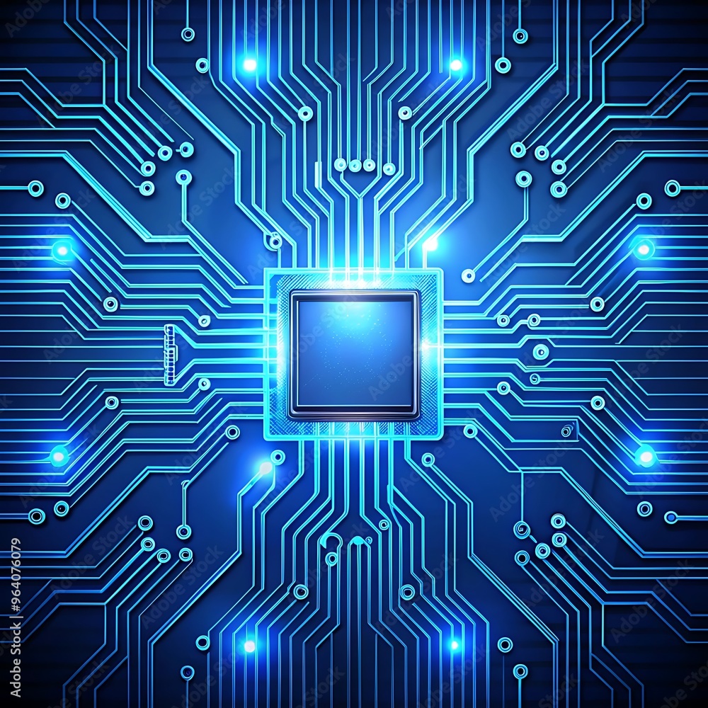 Abastract AI circuit board background. Technology connected blue lines with electronics elements on tech bg. Computer motherboard with a chip, processor, Ai Generated Abastract AI circuit board background. Technology connected blue lines with electronics elements on tech bg. Computer motherboard with a chip, processor, Ai Generated