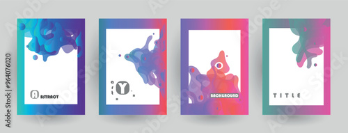 Modern abstract covers set, Modern colorful wave liquid flow poster. Cool gradient shapes composition, vector covers design.	