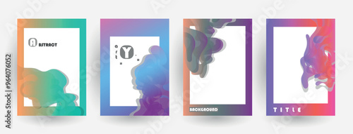 Modern abstract covers set, Modern colorful wave liquid flow poster. Cool gradient shapes composition, vector covers design.	