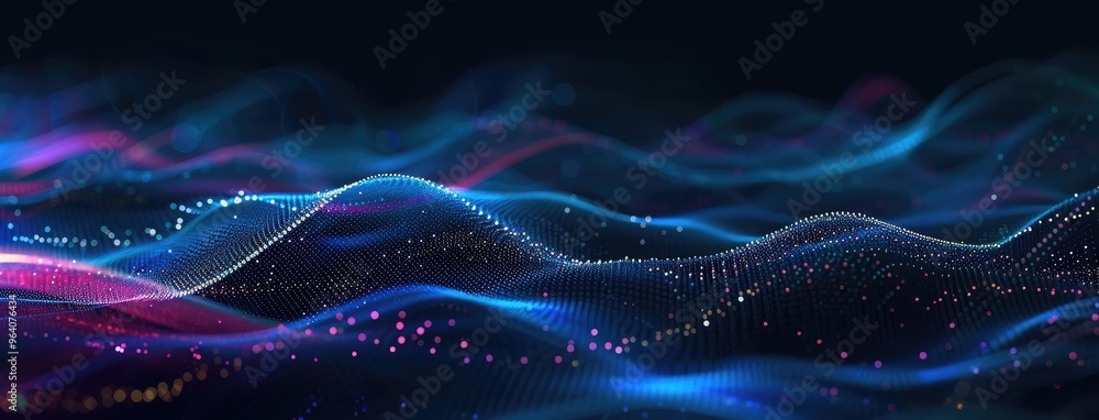 Futuristic Digital Particle Waves Abstract Background Futuristic Digital Particle Waves Abstract Background
