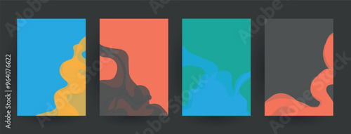Modern abstract covers set, Modern colorful wave liquid flow poster. Cool gradient shapes composition, vector covers design.	