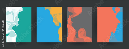 Modern abstract covers set, Modern colorful wave liquid flow poster. Cool gradient shapes composition, vector covers design.	