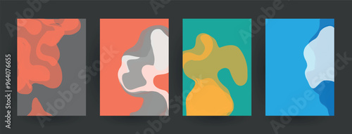 Modern abstract covers set, Modern colorful wave liquid flow poster. Cool gradient shapes composition, vector covers design.	