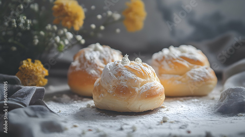 still life kue soes or choux pastry   photo