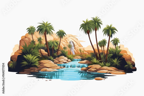 Serene desert oasis illustration