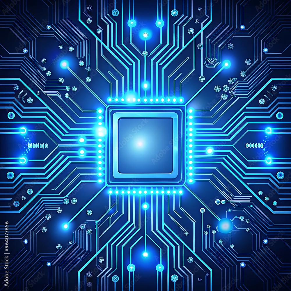 Abastract AI circuit board background. Technology connected blue lines with electronics elements on tech bg. Computer motherboard with a chip, processor, Ai Generated Abastract AI circuit board background. Technology connected blue lines with electronics elements on tech bg. Computer motherboard with a chip, processor, Ai Generated