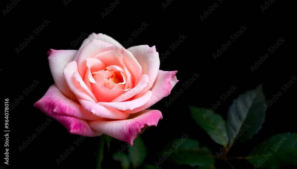 Fototapeta premium pink rose isolated on black