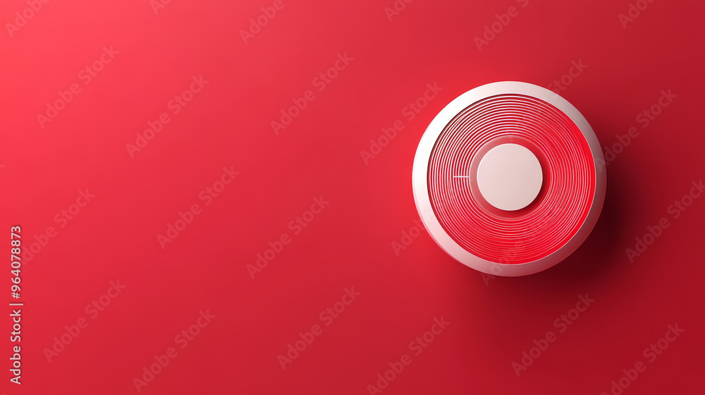 Connected fire detector with flat design on red background, showcasing modern safety technology. Connected fire detector with flat design on red background, showcasing modern safety technology.