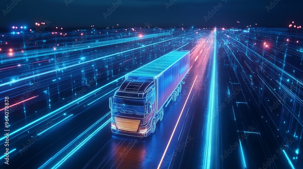 Fototapeta premium futuristic shipping road hologram