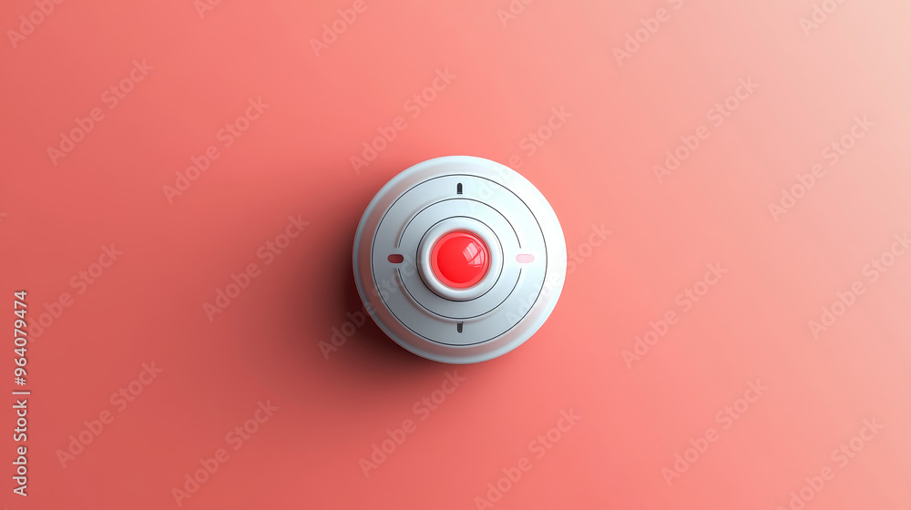 Fire detector with hush feature, flat design, top view, mini Fire detector with hush feature, flat design, top view, mini