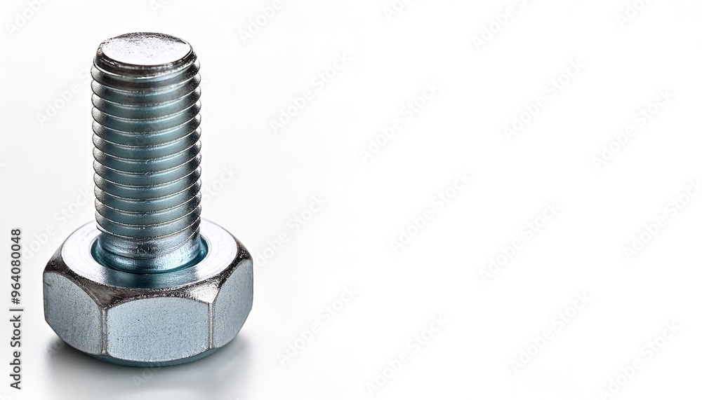 One bolt paired with a nut to secure two things. isolated on white background with copy space. wood working, tool, home handy man DIY do it yourself concept of fixing things around the house or home One bolt paired with a nut to secure two things. isolated on white background with copy space. wood working, tool, home handy man DIY do it yourself concept of fixing things around the house or home