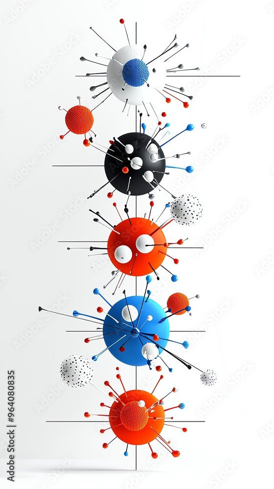 Colorful abstract representation of atomic structure with vibrant spheres and rods, perfect for science and education projects. Colorful abstract representation of atomic structure with vibrant spheres and rods, perfect for science and education projects.