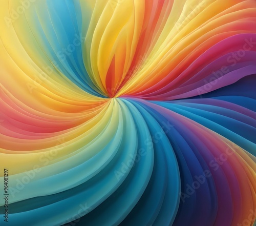 An abstract swirl composed of vibrant, overlapping layers in a rainbow spectrum. This dynamic and visually striking design is ideal for creative, artistic, and modern digital projects, offering a