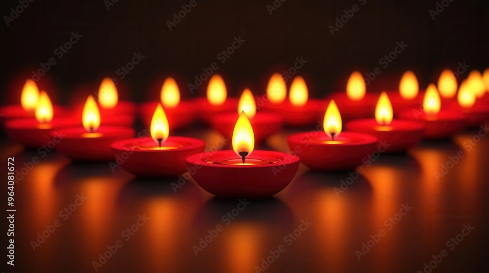 A serene arrangement of glowing red candles, creating a warm and inviting atmosphere perfect for meditation or celebration. A serene arrangement of glowing red candles, creating a warm and inviting atmosphere perfect for meditation or celebration.