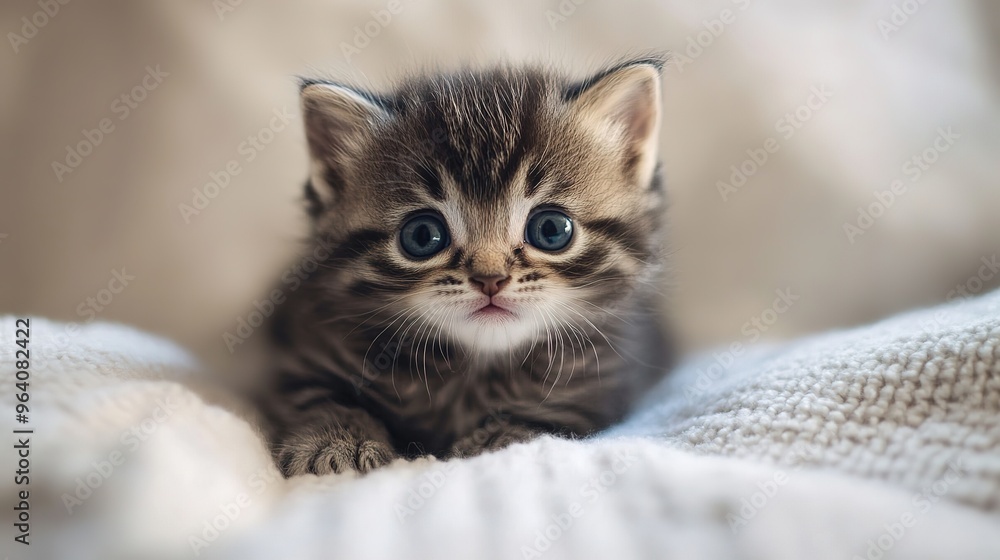 Beautiful portrait of a striped baby kitten Beautiful portrait of a striped baby kitten