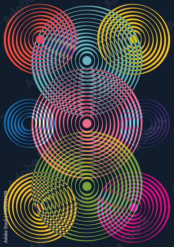 1970s Background, Vintage Colorful Artwork, Vector Template for 70s Retro Party Posters, Covers, Illustrations