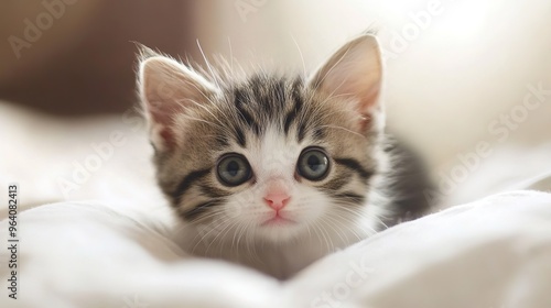 Beautiful portrait of a striped baby kitten