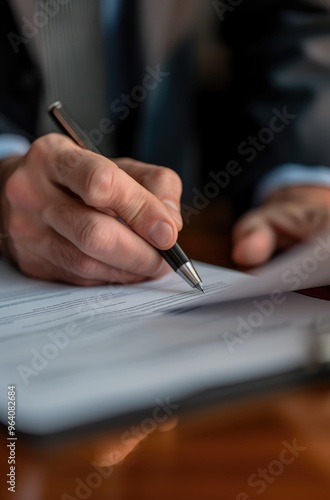 Close-up of Businessman Signing Contract Agreement