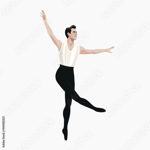 Elegant male ballet dancer illustration