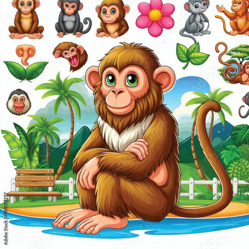 Cute Monkey Vector Cartoon illustration