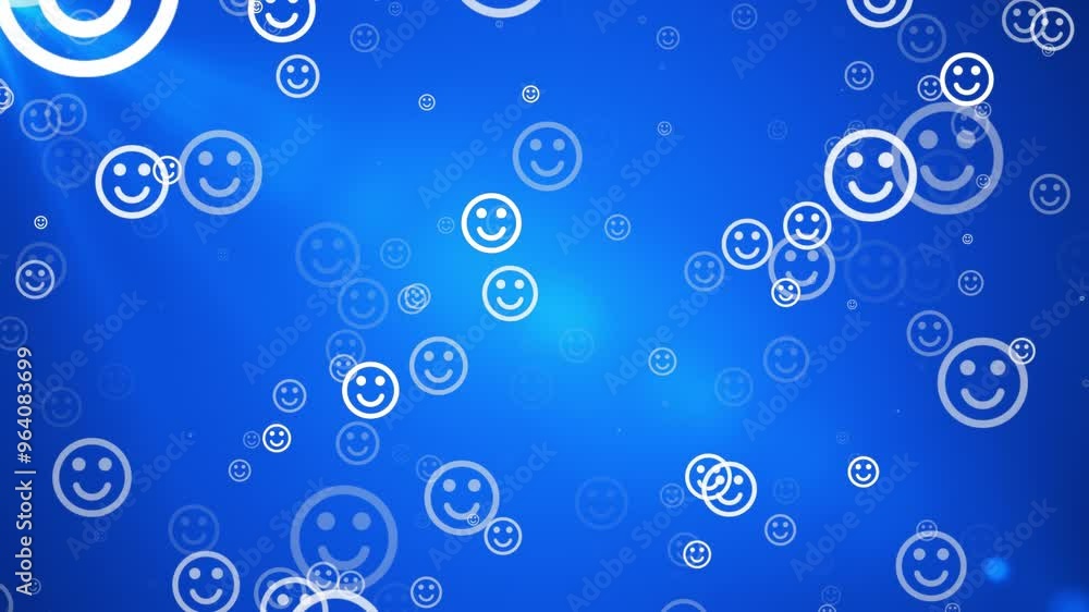 Smile icon background blue concept of technology. Seamless loop Smile icon background blue concept of technology. Seamless loop