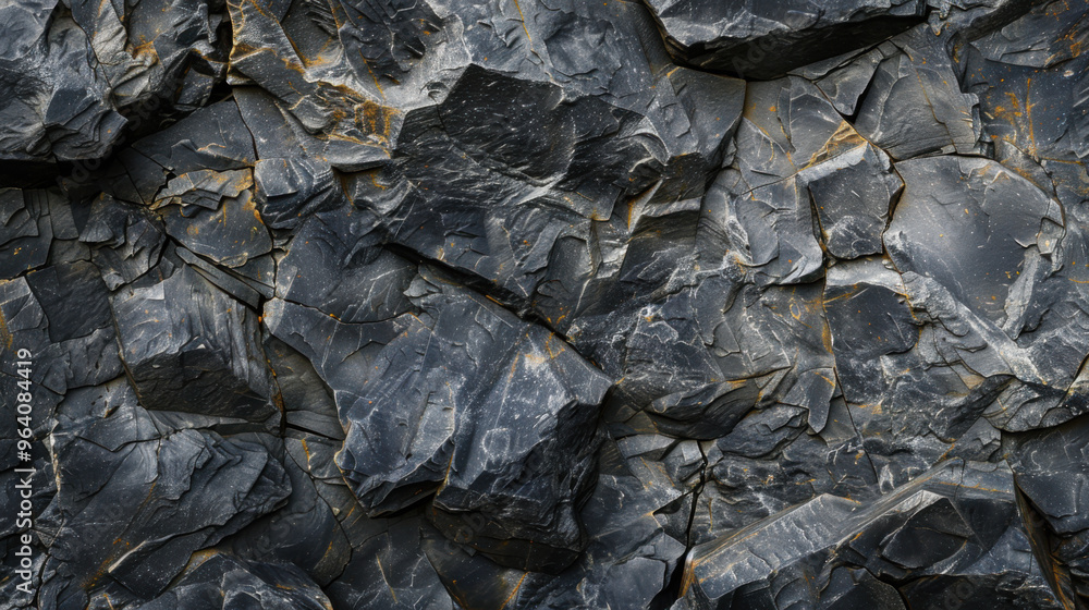 Dark textured rock surface with visible layers and natural patterns in a rugged landscape Dark textured rock surface with visible layers and natural patterns in a rugged landscape