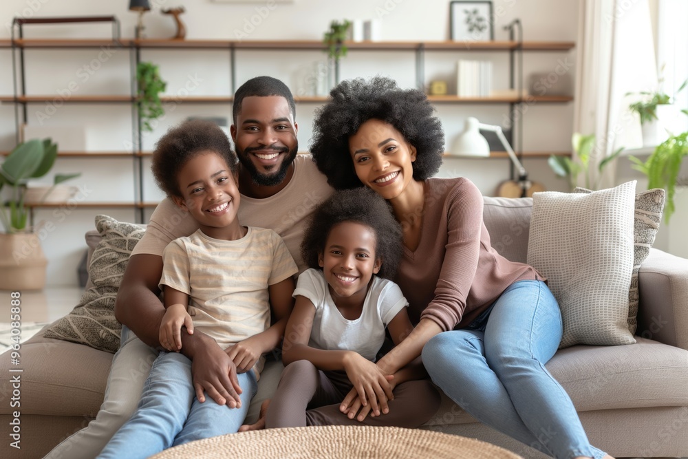 Family enjoying quality time together in a cozy living room with plants and natural light Family enjoying quality time together in a cozy living room with plants and natural light