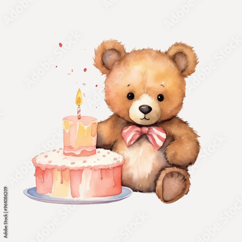 Cute teddy bear birthday cake