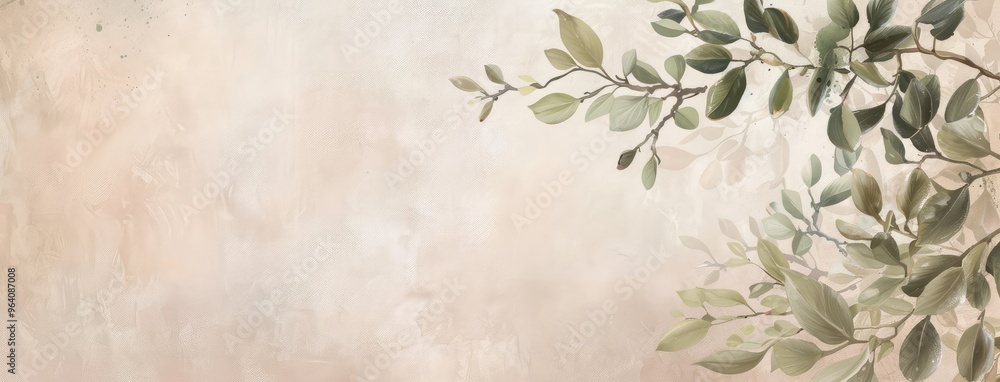 Elegant Branches on Abstract Beige Background Elegant Branches on Abstract Beige Background