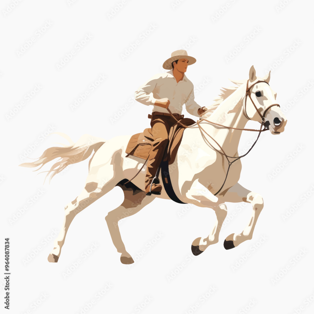 Cowboy riding white horse Cowboy riding white horse
