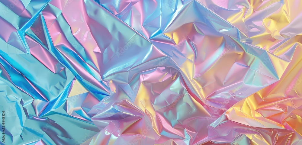 Colorful Holographic Foil Background with Creases Colorful Holographic Foil Background with Creases