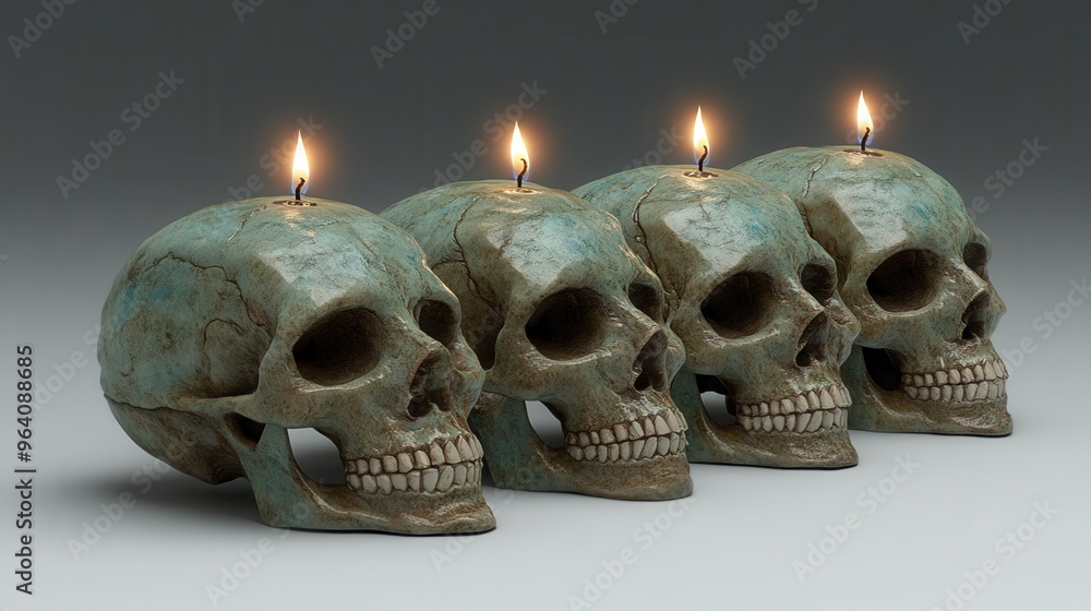 Unique candle holder design featuring skulls, ideal for Halloween decor and gothic aesthetics, adding intrigue to any space. Unique candle holder design featuring skulls, ideal for Halloween decor and gothic aesthetics, adding intrigue to any space.