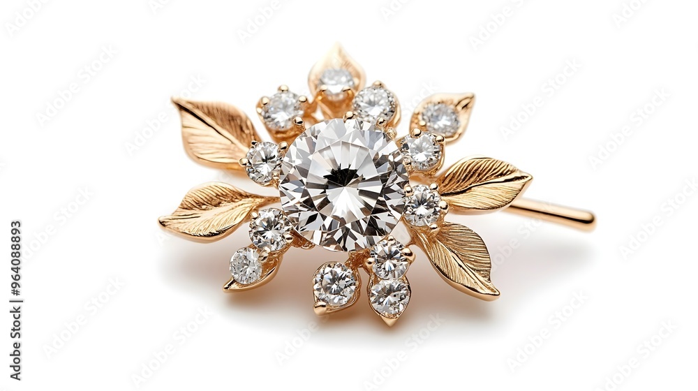 Diamond and Gold Leaf Brooch - Luxury Jewelry Diamond and Gold Leaf Brooch - Luxury Jewelry