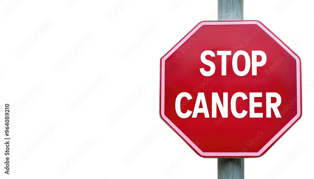 World Cancer Day. red Stop sign Cancer campaign, to raise awareness of cancer and to encourage its prevention, detection, and treatment. isolated on white background with copy space World Cancer Day. red Stop sign Cancer campaign, to raise awareness of cancer and to encourage its prevention, detection, and treatment. isolated on white background with copy space
