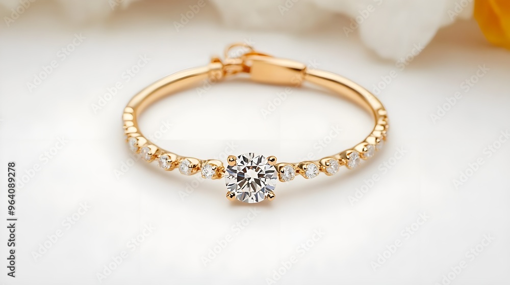 Diamond Engagement Ring Gold Band Jewelry Closeup Diamond Engagement Ring Gold Band Jewelry Closeup