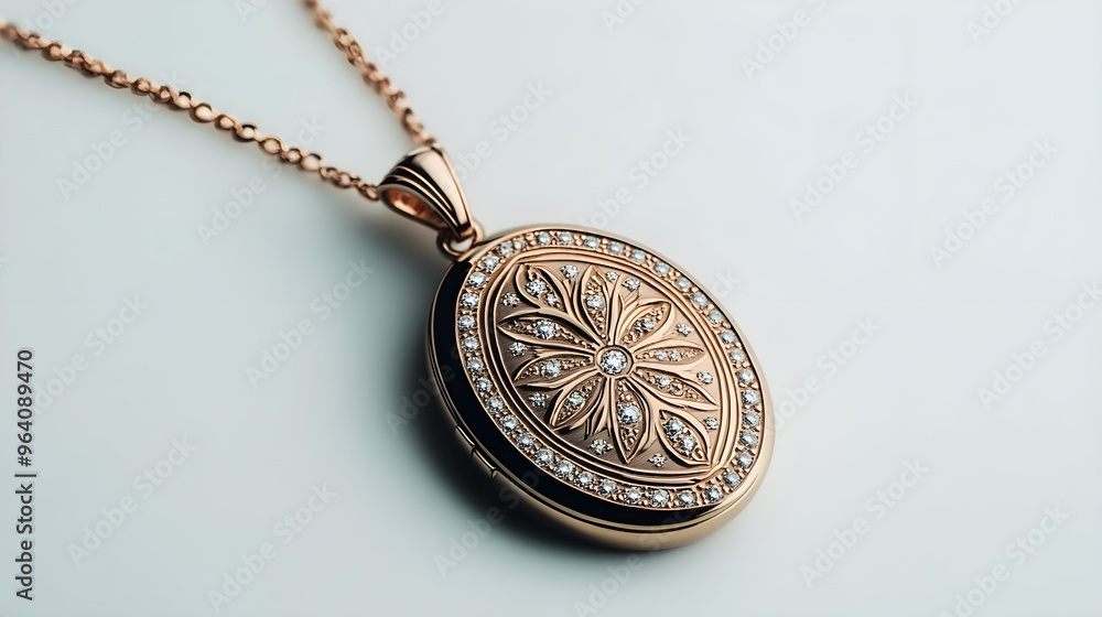 Diamond Locket Necklace, Rose Gold Jewelry Diamond Locket Necklace, Rose Gold Jewelry