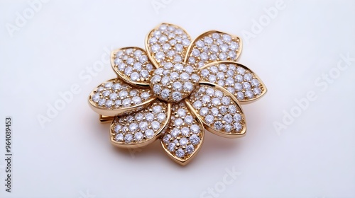 Diamond Flower Brooch Jewelry Gold