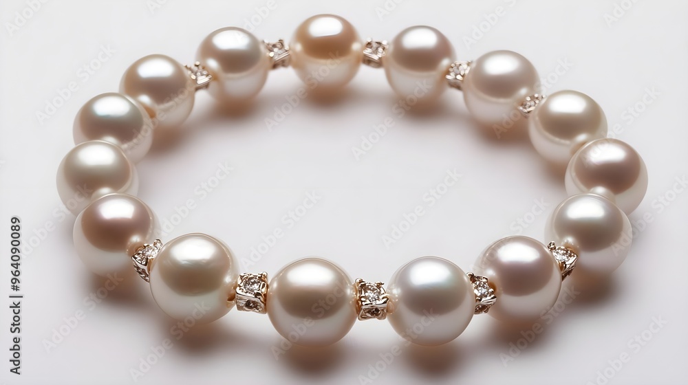 Elegant Pearl Bracelet with Diamond Accents Elegant Pearl Bracelet with Diamond Accents