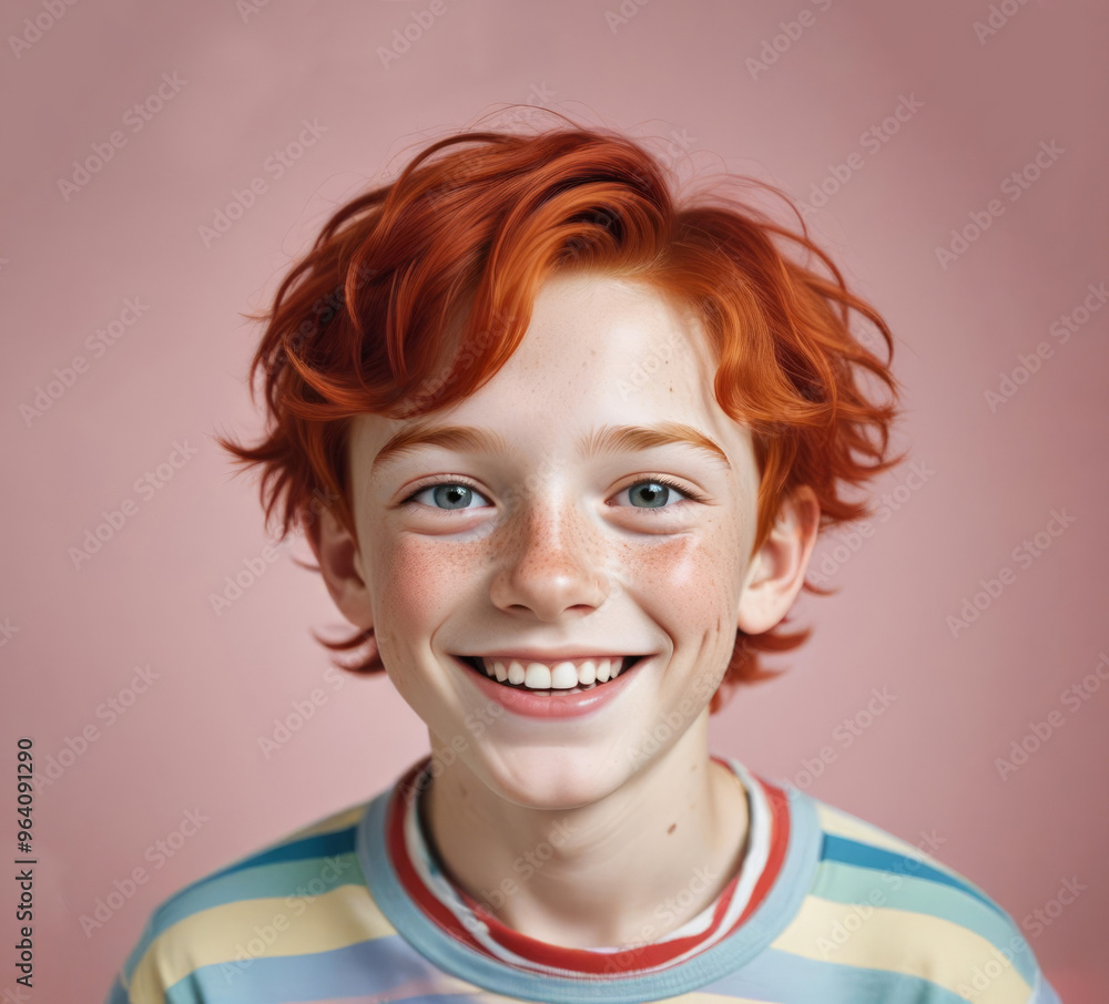 Portrait of a red-haired teenage boy on a light background Portrait of a red-haired teenage boy on a light background