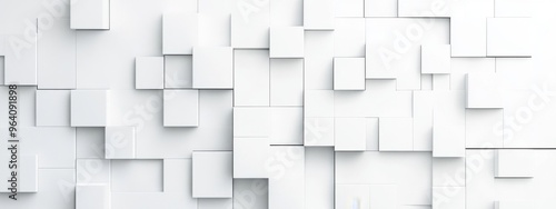 White 3D Squares in Intricate Pattern on a White Background  Minimalist Modern Design with Clean Lines
