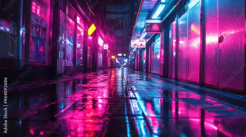Neon lights creating an urban abstract scene Neon lights creating an urban abstract scene
