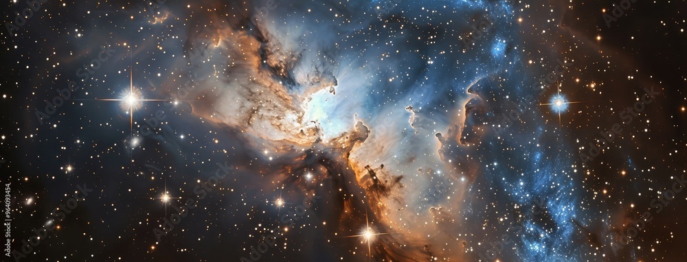 Majestic Nebula Panorama with Shining Stars Majestic Nebula Panorama with Shining Stars