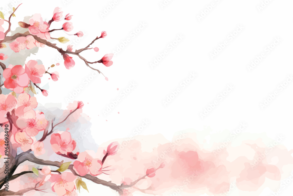 Delicate watercolor cherry blossom illustration Delicate watercolor cherry blossom illustration