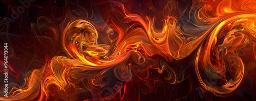 Abstract Swirling Fire Pattern in Warm Colors