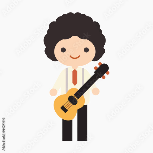 Cartoon musician with guitar