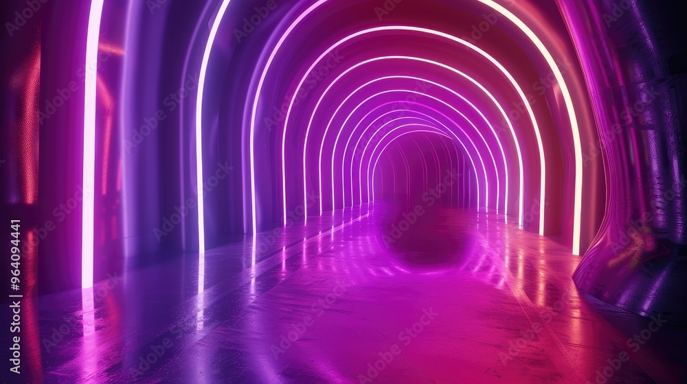 Futuristic Neon Tunnel in Vivid Colors Futuristic Neon Tunnel in Vivid Colors